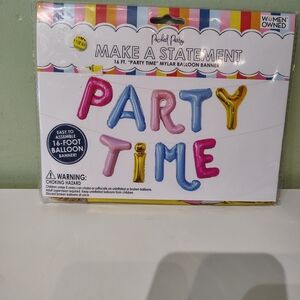 NWT Party Time Balloon Banner Girls Birthday Supplies Celebration Decorations